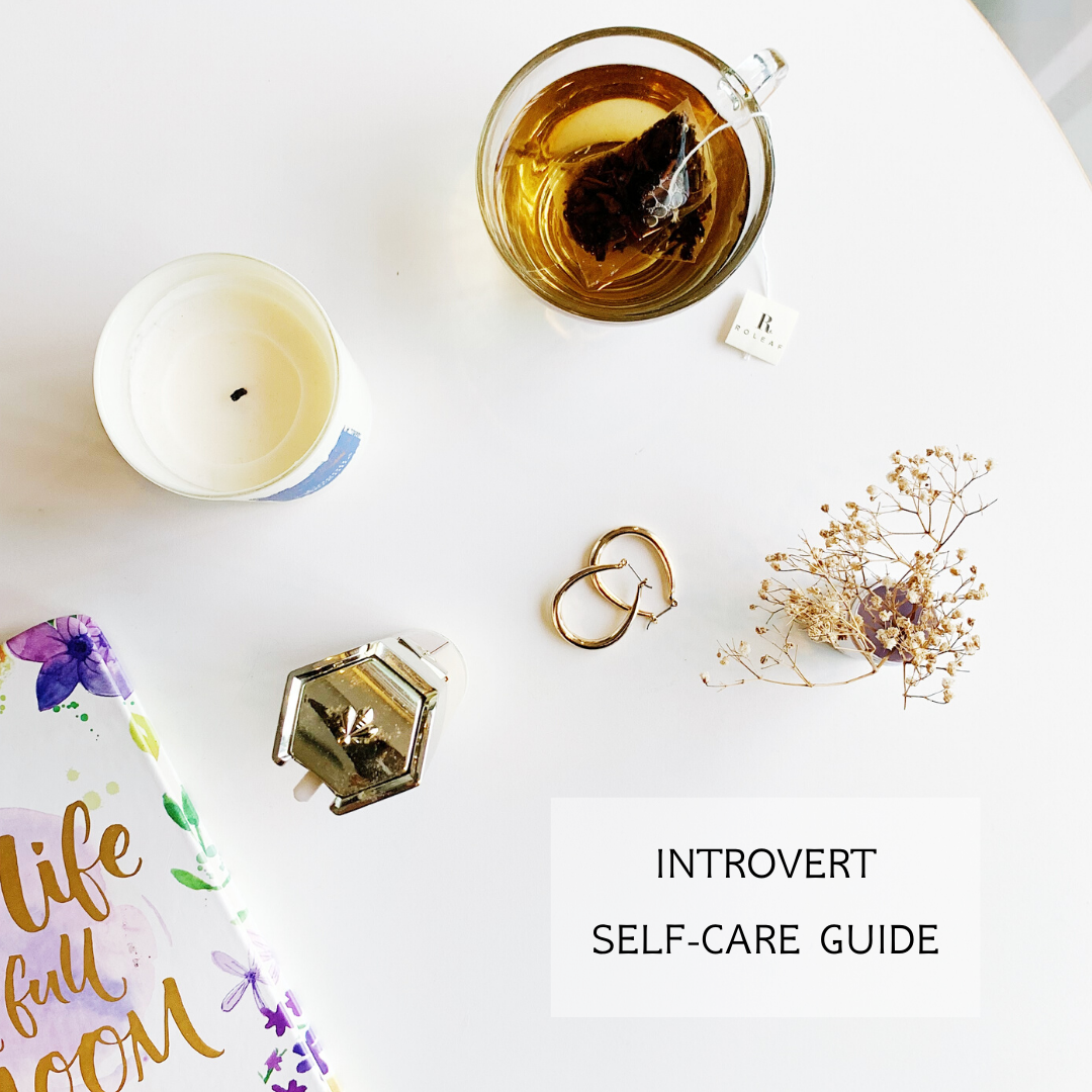 introvert self care guide tea with self care items