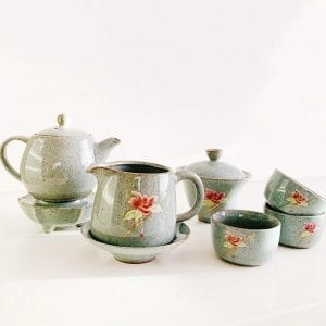 roleaf ceramic oriental floral tea set